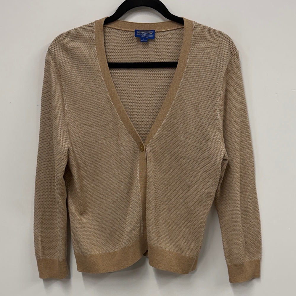 Pendleton Tan V-Neck Cardigan L